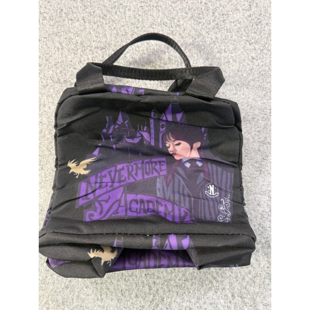 Wednesday Addams Nevermore Academy Insulated Lunch Bag Purple Black Tote